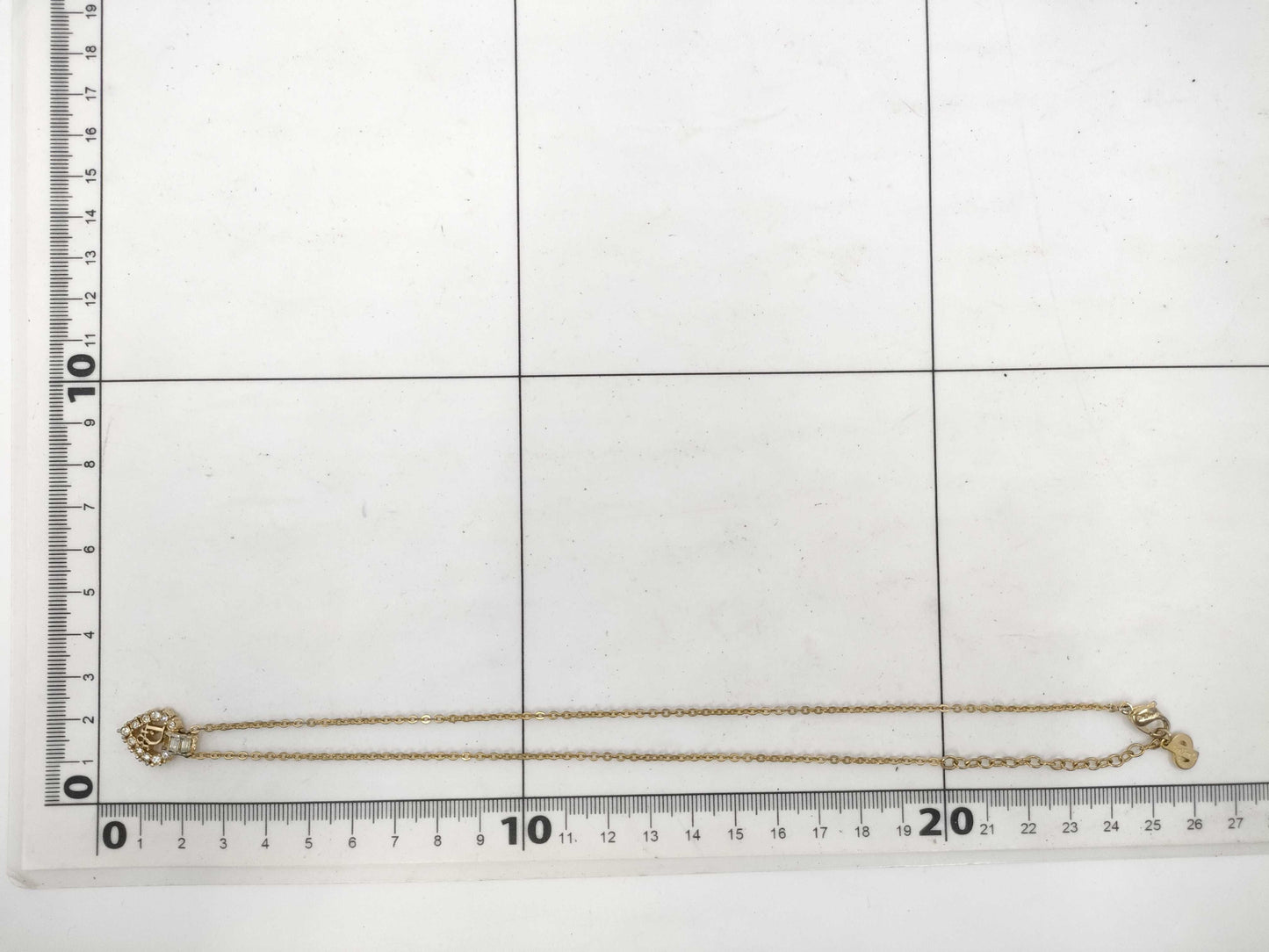 Dior Logo Heart Gold Rhinestone Necklace