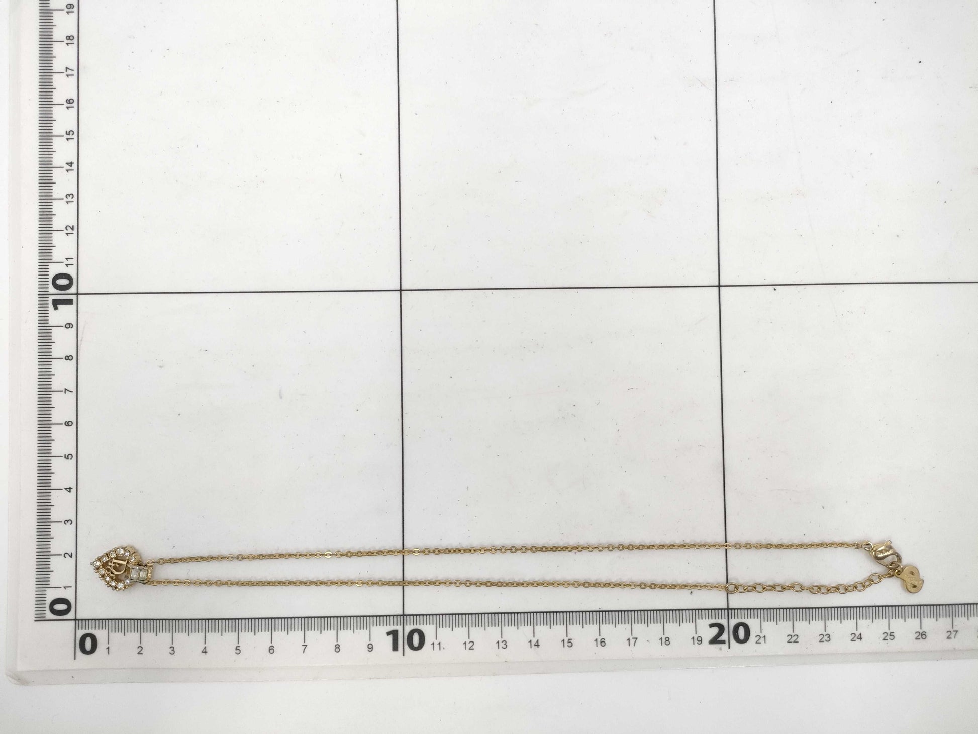 Dior Logo Heart Gold Rhinestone Necklace