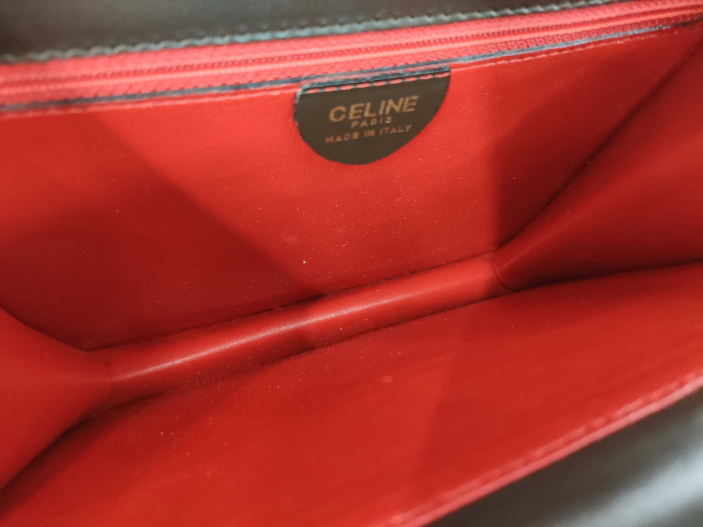 CELINE Gancini double flap leather handbag