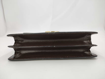 CELINE Gancini double flap leather handbag