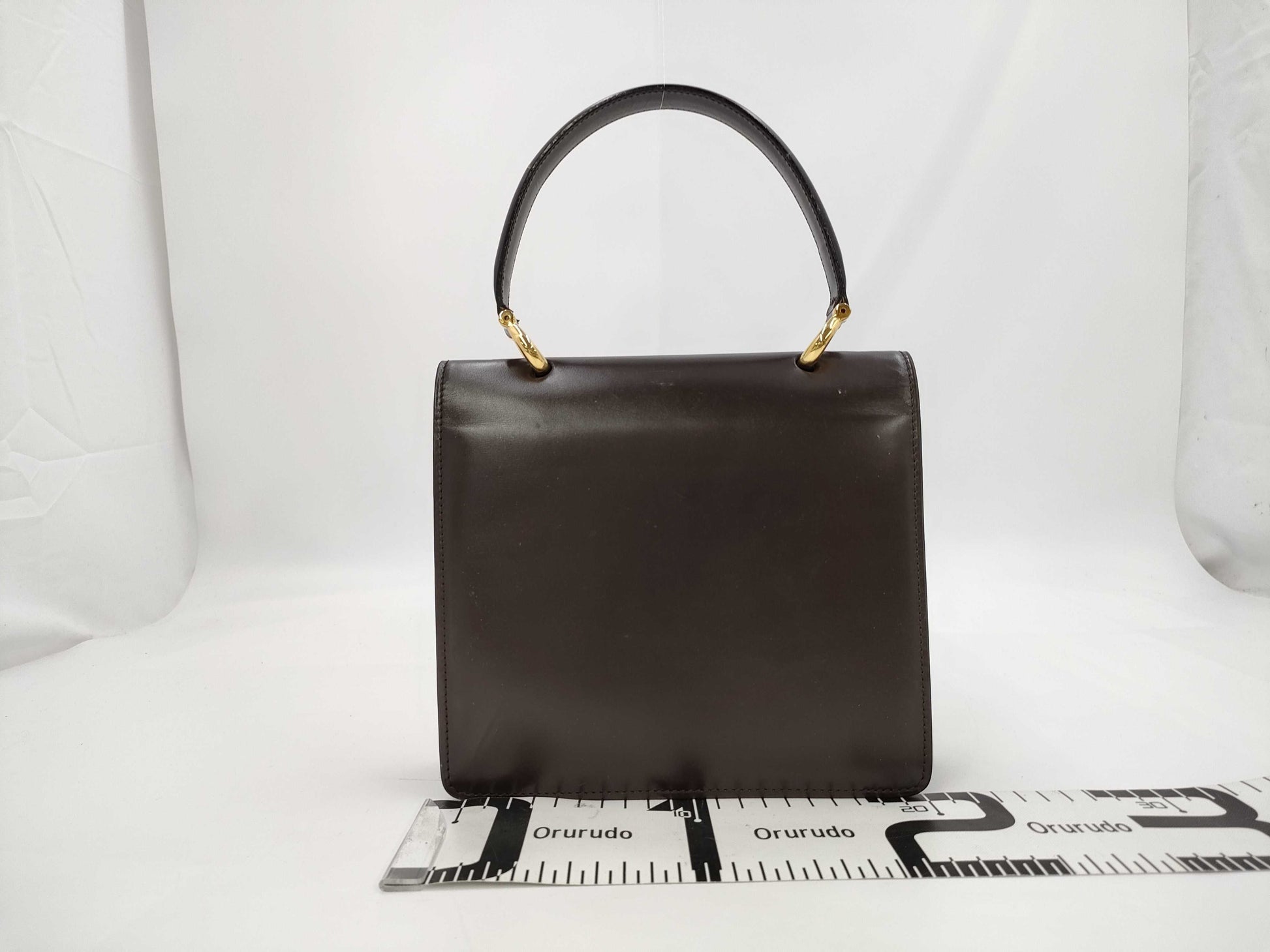 CELINE Gancini double flap leather handbag