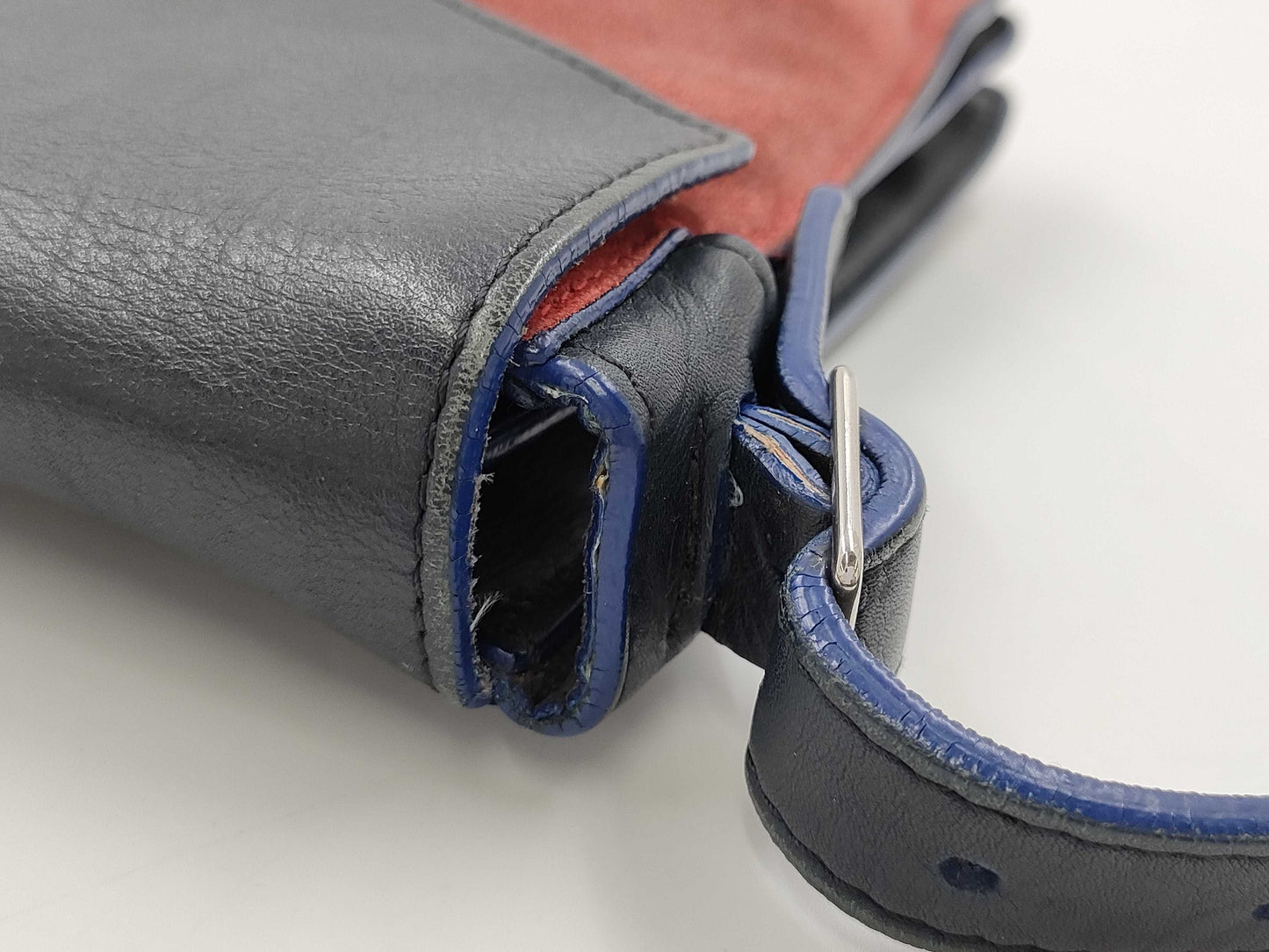 CELINE Diamond Suede and Leather Shoulder Bag