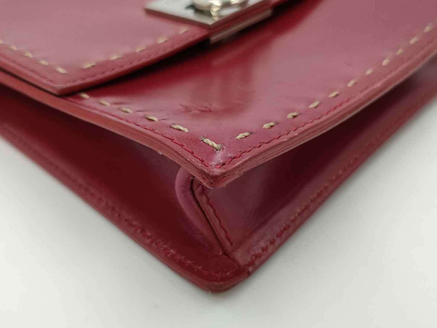 CELINE Gancini Hardware Leather Box Shoulder Bag