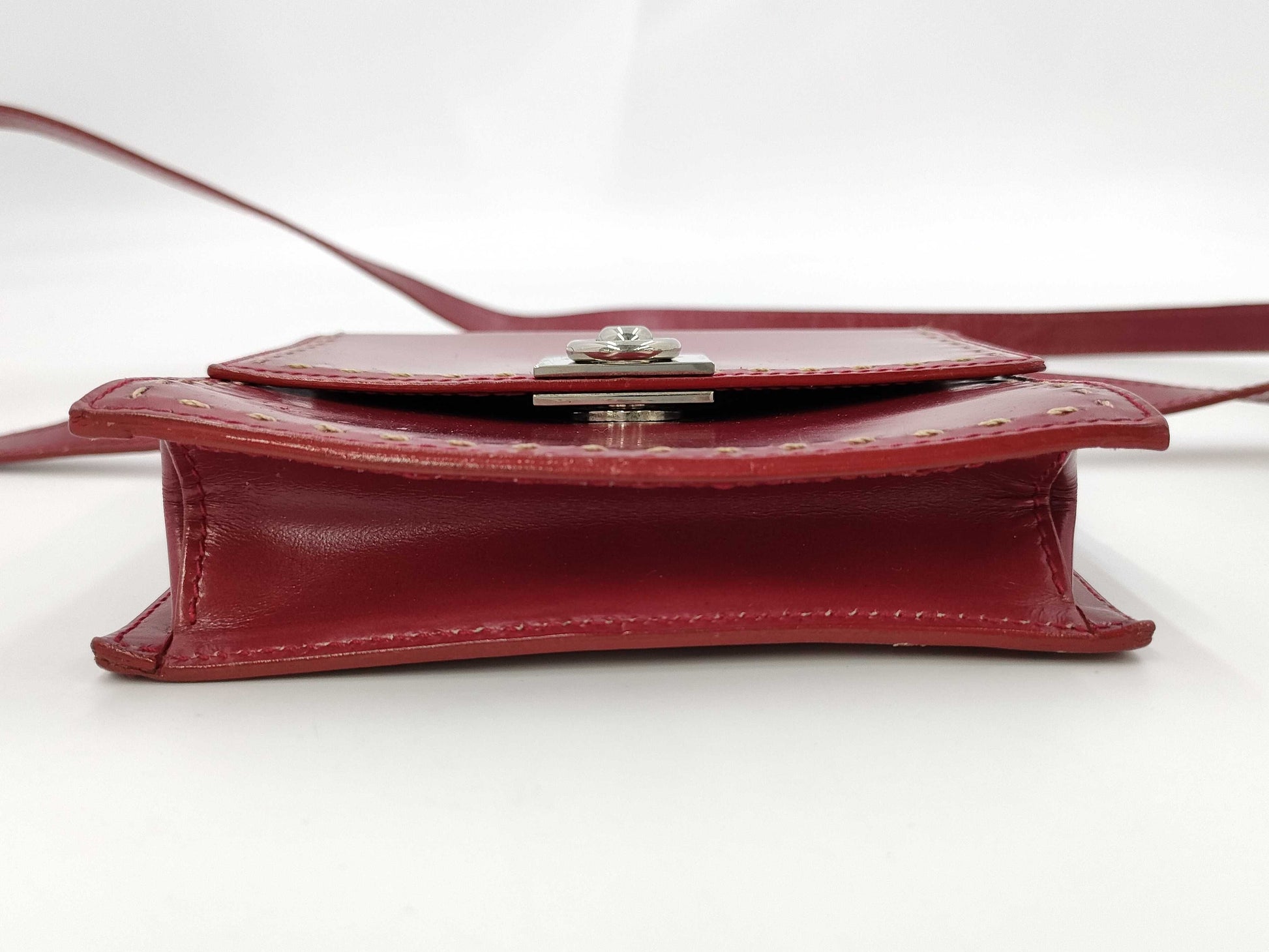 CELINE Gancini Hardware Leather Box Shoulder Bag