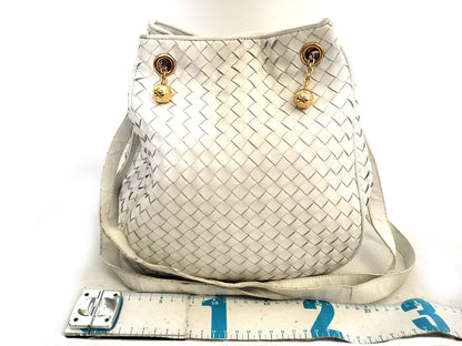 BOTTEGA VENETA Intrecciato BOTTEGA VENETA White Leather Intrecciato Shoulder Bag Handbag Shoulder Bag
