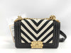 CHANEL [CHANEL] V-Stitch Boy Chanel Shoulder Bag No. 23 Leather Black and White with Gold Hardware Shoulder Bag