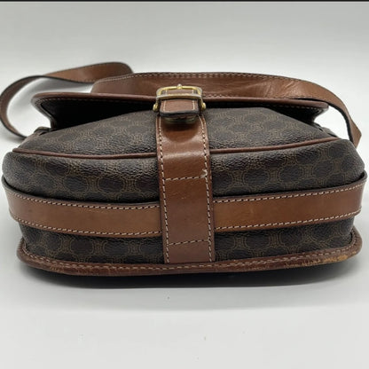 CELINE Macadam Leather Brown Shoulder Bag