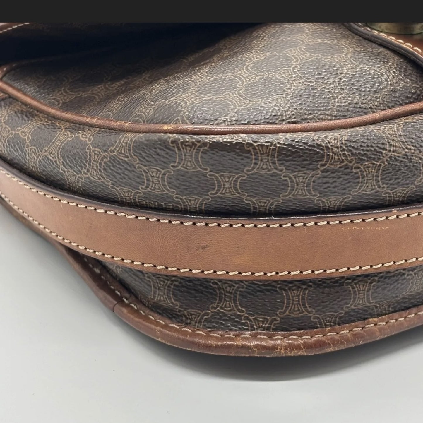 CELINE Macadam Leather Brown Shoulder Bag