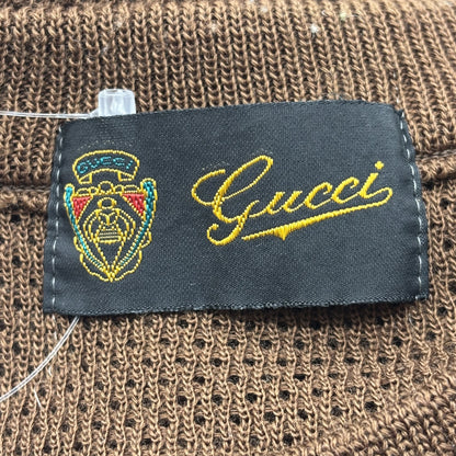 GUCCI Gucci Sherry Line Mesh Knit Brown Top