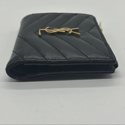 Yves Saint Laurent YSL Saint Laurent Caviar Bi-Fold Compact Leather Black Wallet