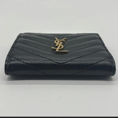 Yves Saint Laurent YSL Saint Laurent Caviar Bi-Fold Compact Leather Black Wallet