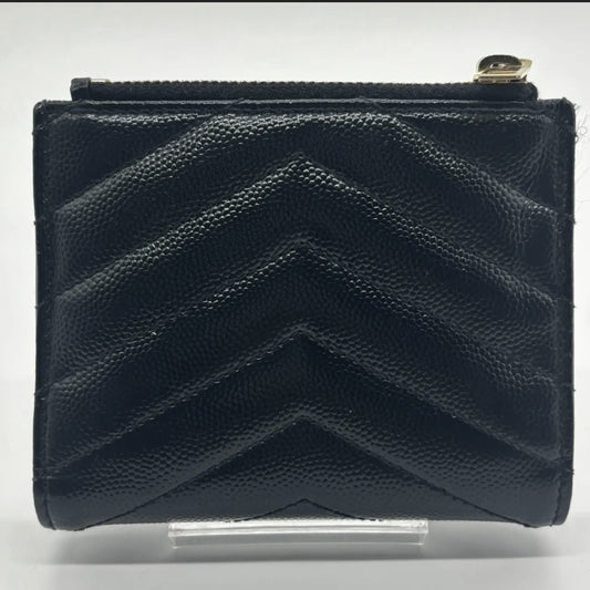 Yves Saint Laurent YSL Saint Laurent Caviar Bi-Fold Compact Leather Black Wallet