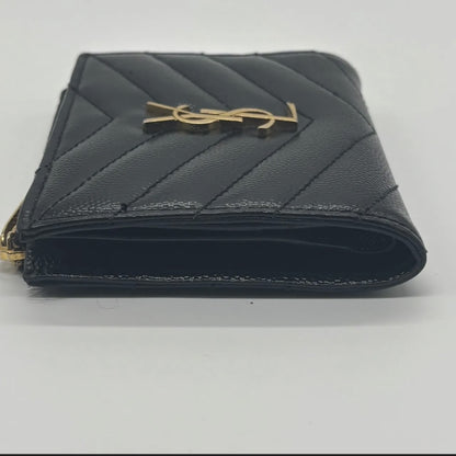 Yves Saint Laurent YSL Saint Laurent Caviar Bi-Fold Compact Leather Black Wallet