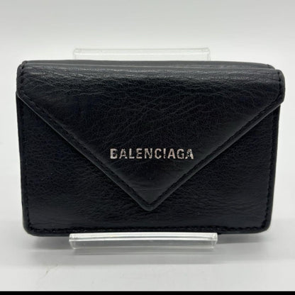 BALENCIAGA 3-Fold Compact Wallet Black Paper Mini Wallet Wallet