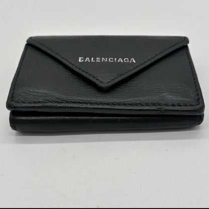 BALENCIAGA 3-Fold Compact Wallet Black Paper Mini Wallet Wallet