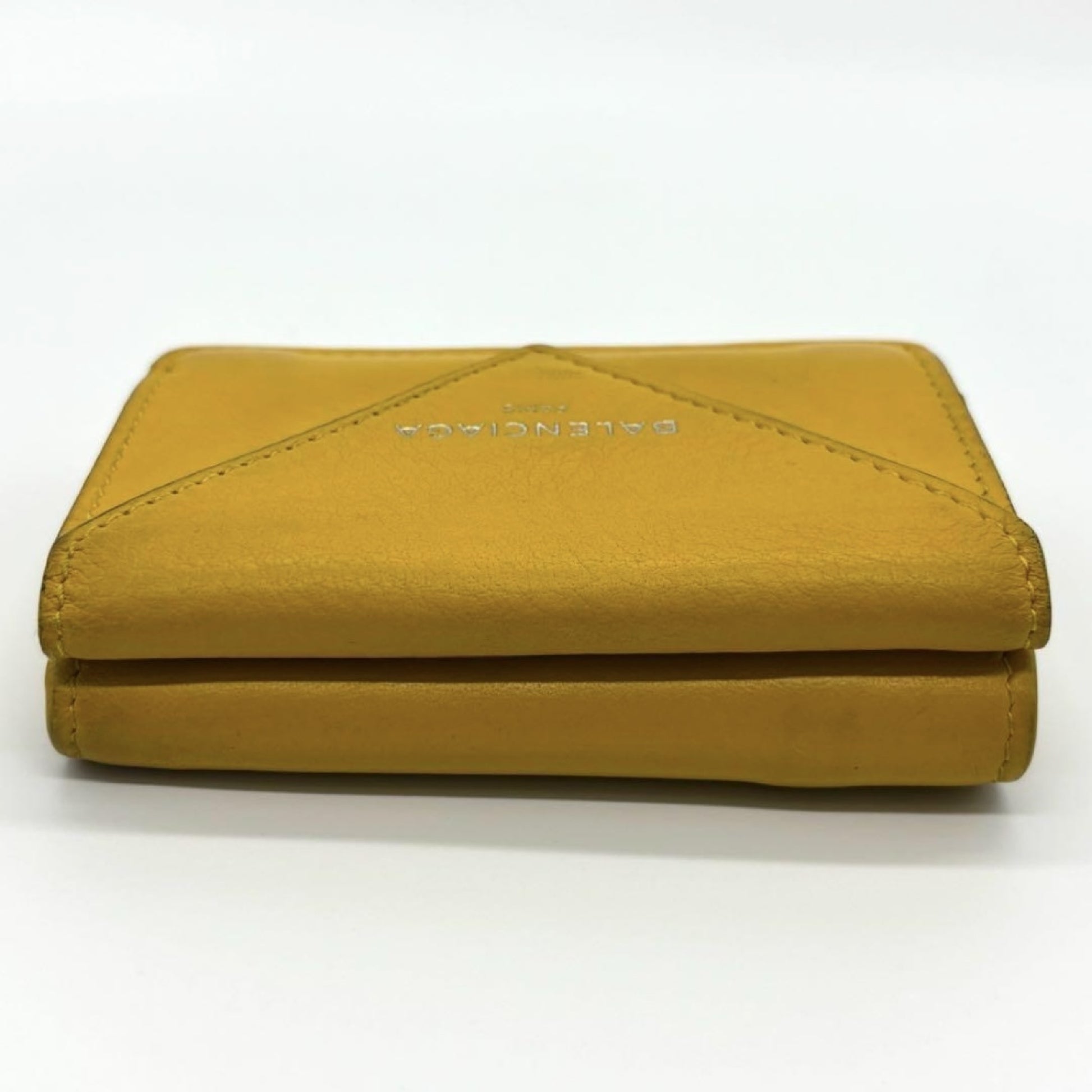 BALENCIAGA 3-Fold Compact Wallet Paper Mini Wallet Yellow Wallet