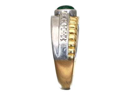 Cabochon Emerald 0.35ct D0.10ct K18/Pt900 6.9g Ring 