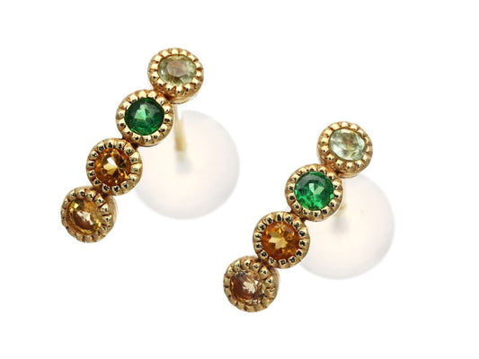 Sirena Azzurro Rosetta Peridot Garnet Citrine Imperial Topaz K18 1.2g Earrings 