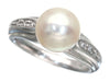 Akoya pearl ring, approximately 8.8mm diameter, 0.05ct, Pt900, 7.0g .
