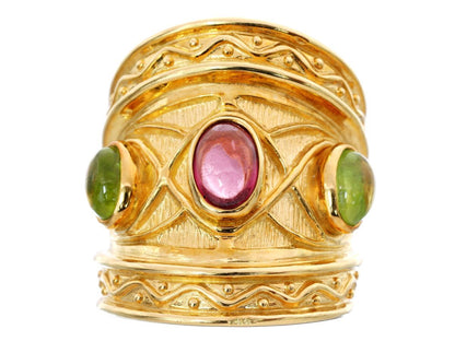 Garnet Peridot K18 15.8g Ring 