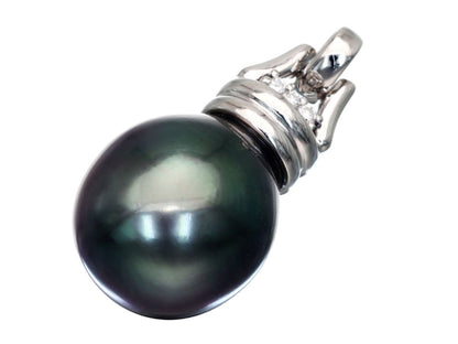 Semi-round pearl diameter approx. 12.9mm D0.03ct Pt900 5.9g pendant top 