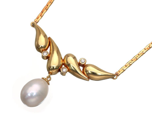 South Sea Pearl Necklace, Approx. 10.8mm x 14.5mm, D0.15ct, 18.3g, 18K Gold 