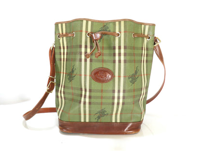 Burberrys Drawstring Shoulder Bag Plaid Shoulder Bag