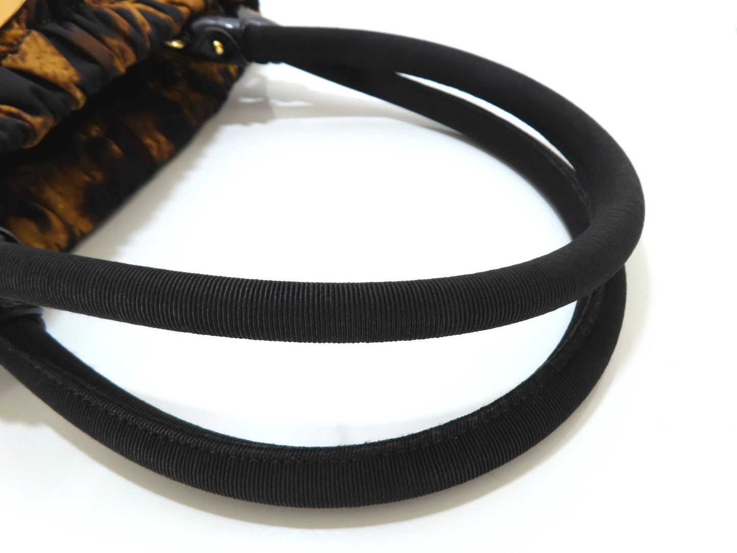 Salvatore Ferragamo Vara Handbag in Leopard Print/Nylon/Black and Brown