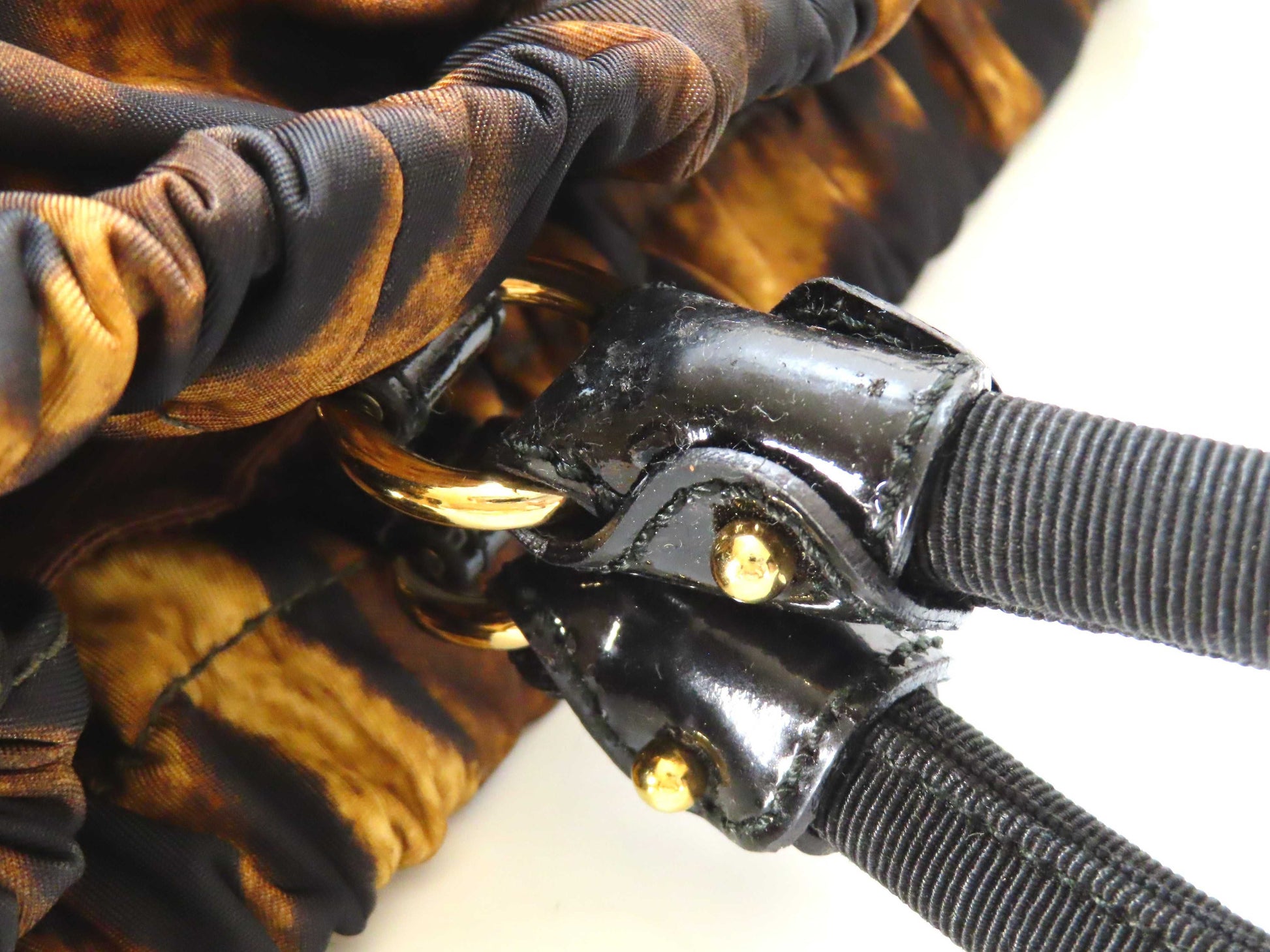 Salvatore Ferragamo Vara Handbag in Leopard Print/Nylon/Black and Brown