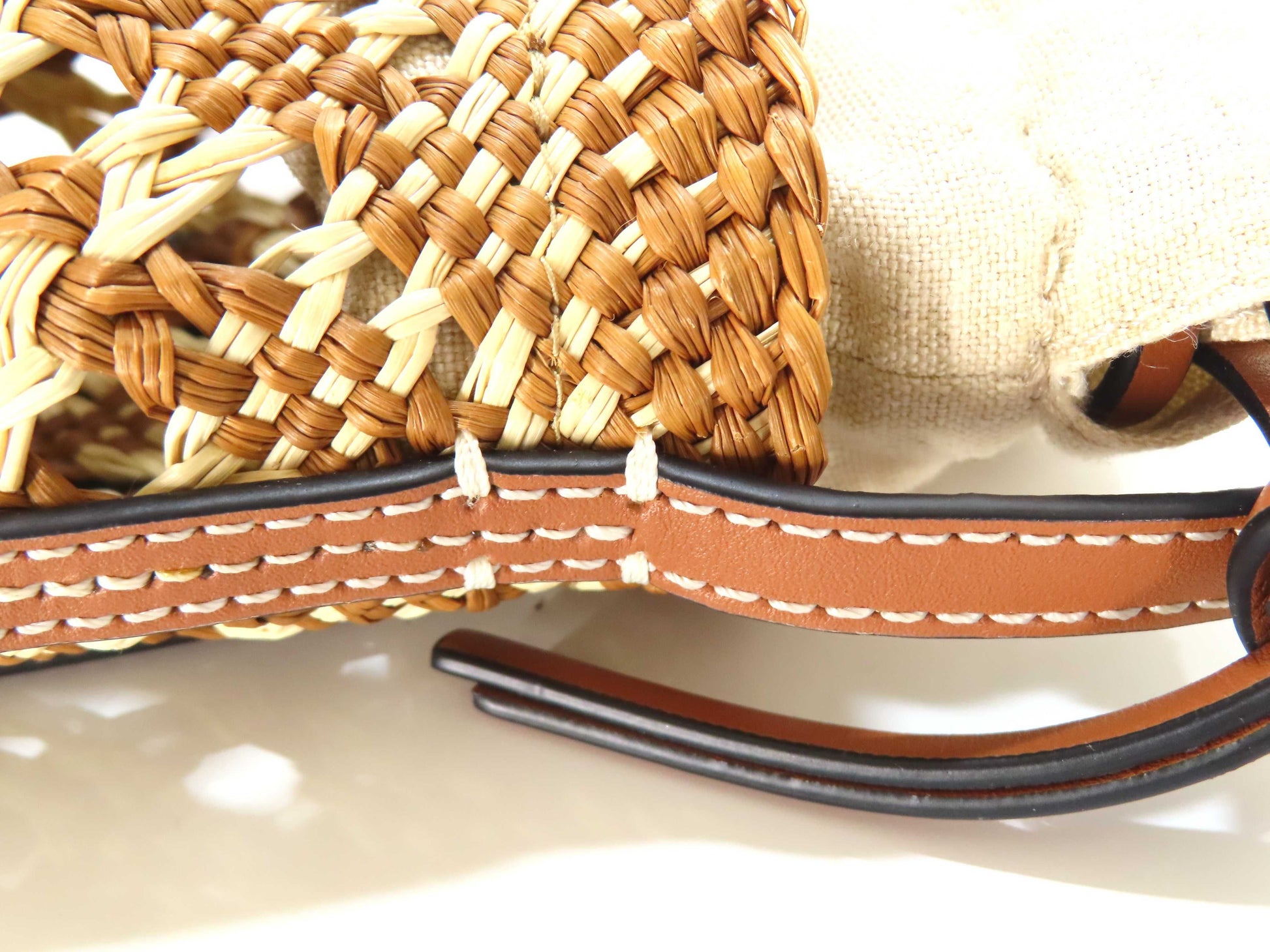 LOEWE LOEWE Shoulder Bag Raffia Leather/Natural Brown Shoulder Bag