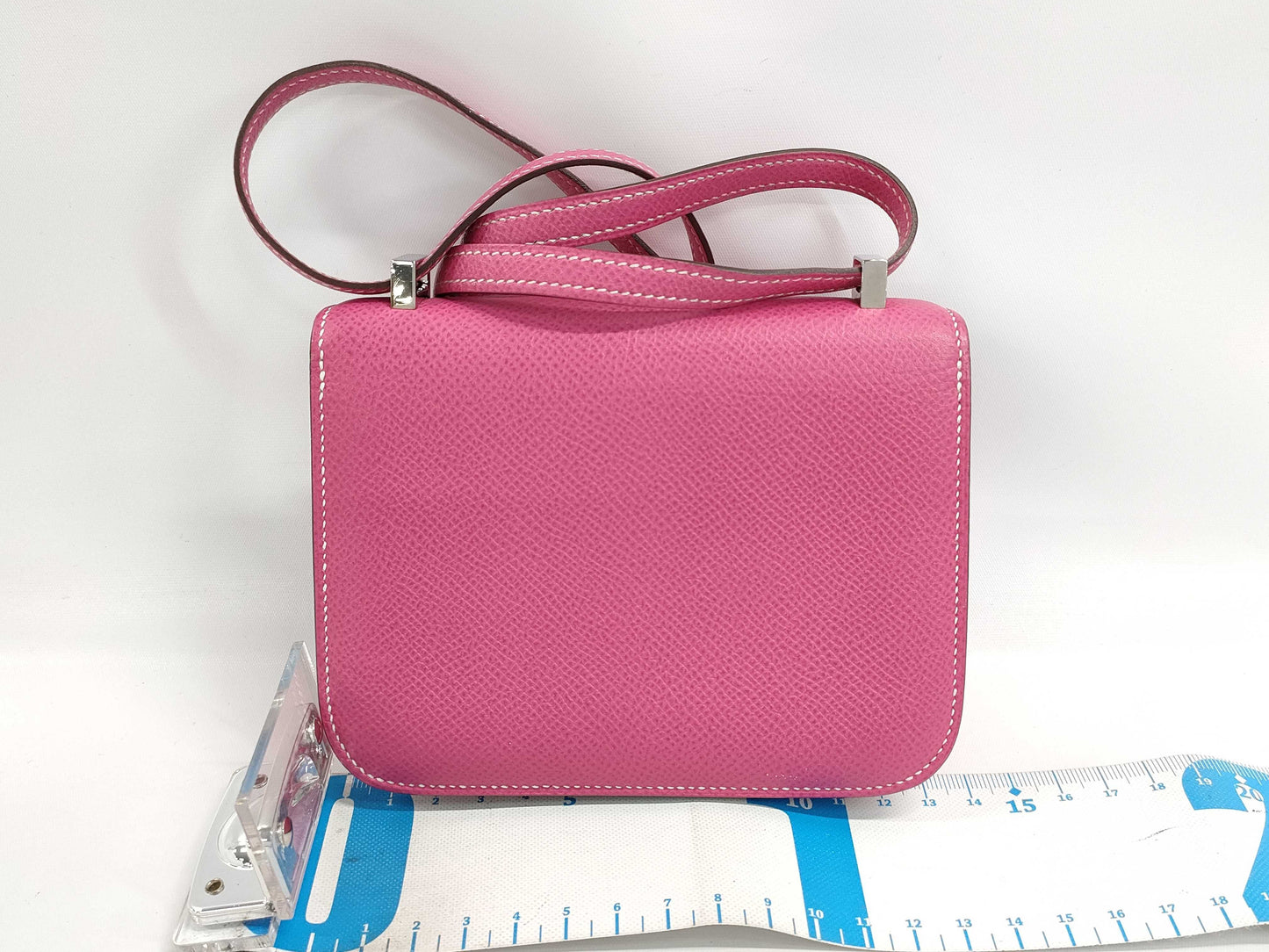 HERMES Micro Constance Mini Mini Epson/Rose Tyrien/□O Stamp/Silver Shoulder Bag