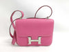 HERMES Micro Constance Mini Mini Epson/Rose Tyrien/□O Stamp/Silver Shoulder Bag