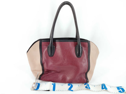 FURLA FURLA Tote Bag Leather Burgundy/Beige Tote Bag