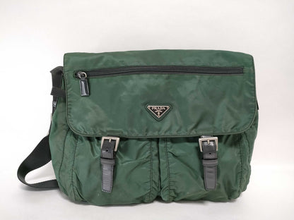 PRADA Nylon Prada Shoulder Bag Green Shoulder Bag