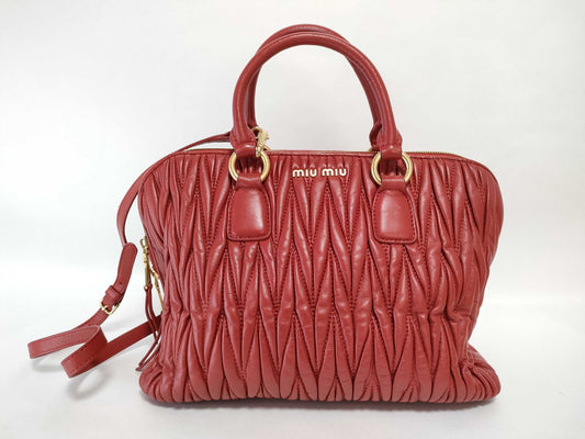 Miu Miu Miu 2WAY Handbag with Long Strap Red Handbag