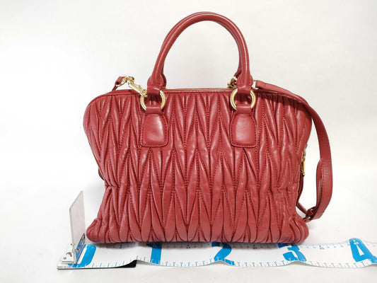 Miu Miu Miu 2WAY Handbag with Long Strap Red Handbag