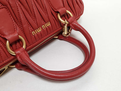 Miu Miu Miu 2WAY Handbag with Long Strap Red Handbag