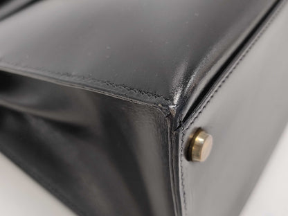 HERMES Kelly 28/Box Calf/Black/Gold Hardware/K Stamped Handbag