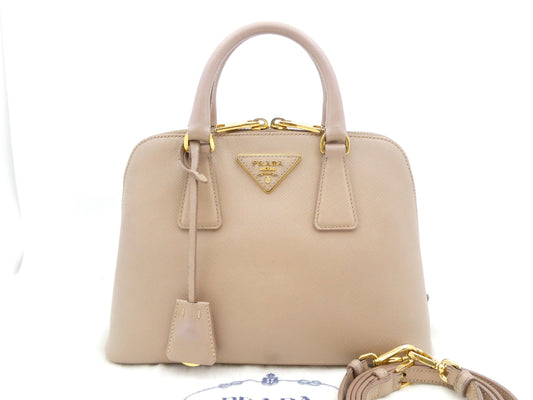 PRADA Logo Plate Saffiano 2WAY Handbag