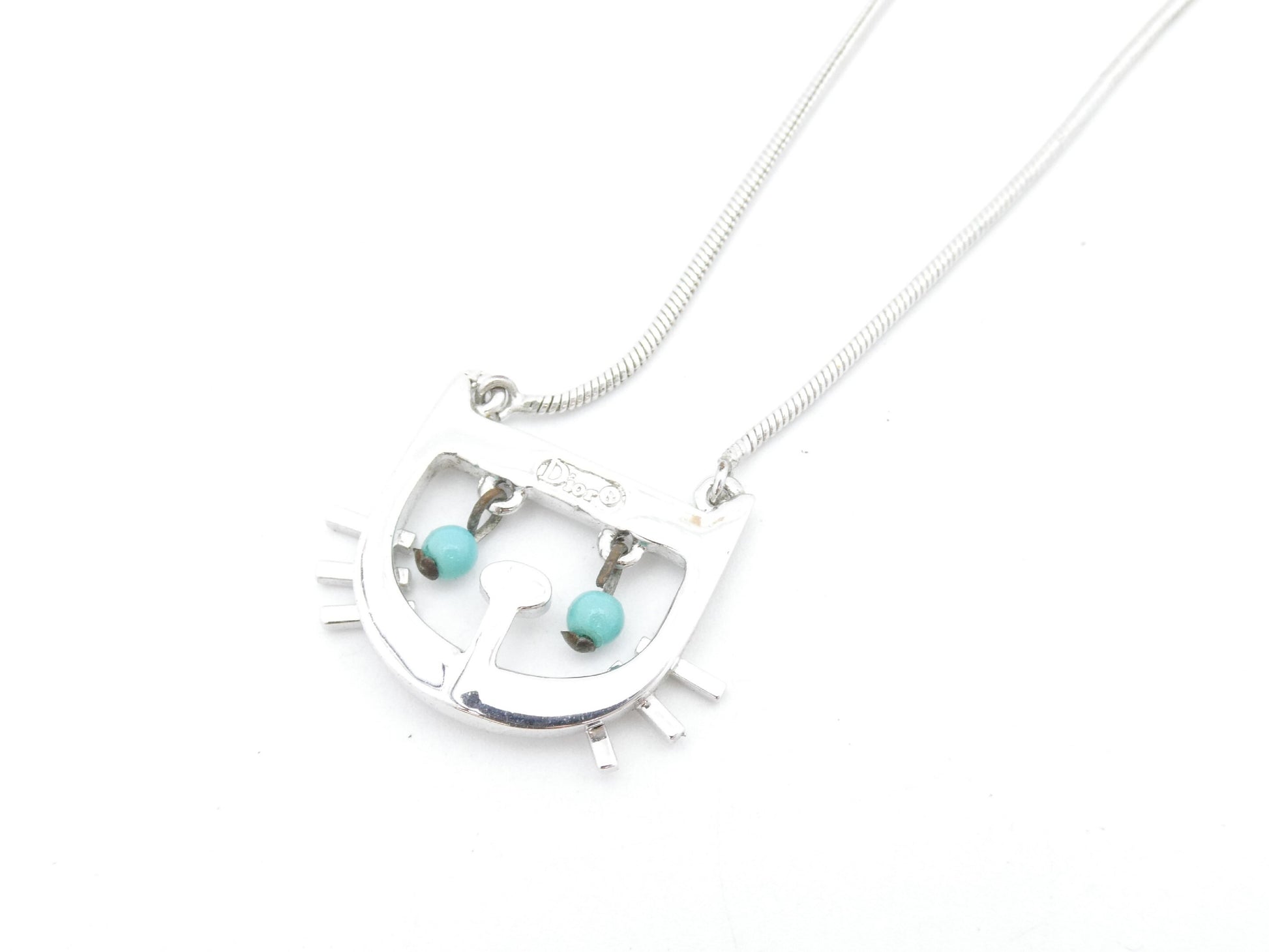 Dior Cat Turquoise Silver Necklace