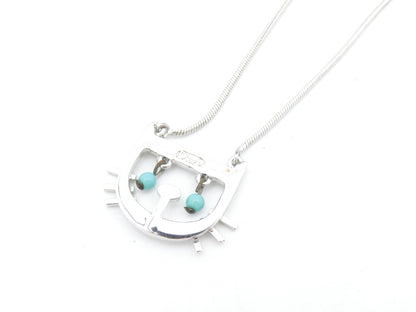Dior Cat Turquoise Silver Necklace