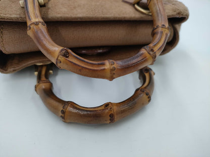 GUCCI Bamboo Suede Leather 2-Way Mini Shoulder Bag