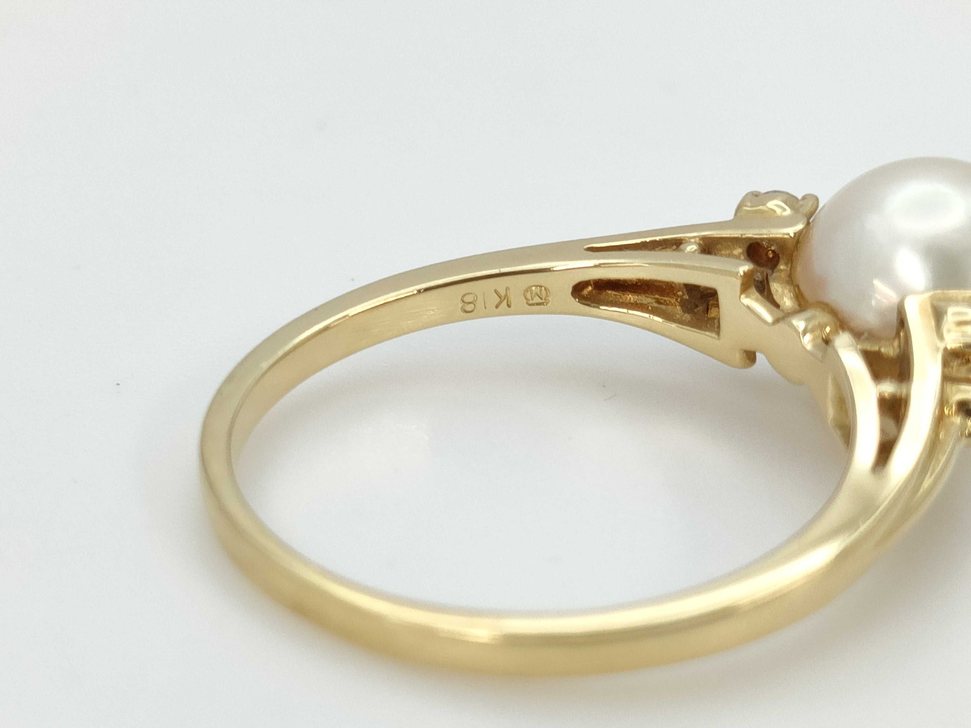 MIKIMOTO Pearl Diameter Approx. 7.8mm Diamond K18 2.9g Ring 