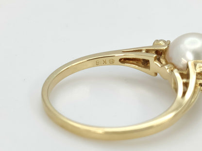 MIKIMOTO Pearl Diameter Approx. 7.8mm Diamond K18 2.9g Ring 