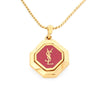 Yves Saint Laurent Gold & Pink Logo Pendant Necklace 7.47g Necklace