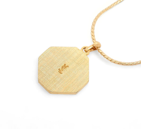 Yves Saint Laurent Yves Saint Laurent ・Gold & Black Logo Pendant Necklace ・7.9g Necklace
