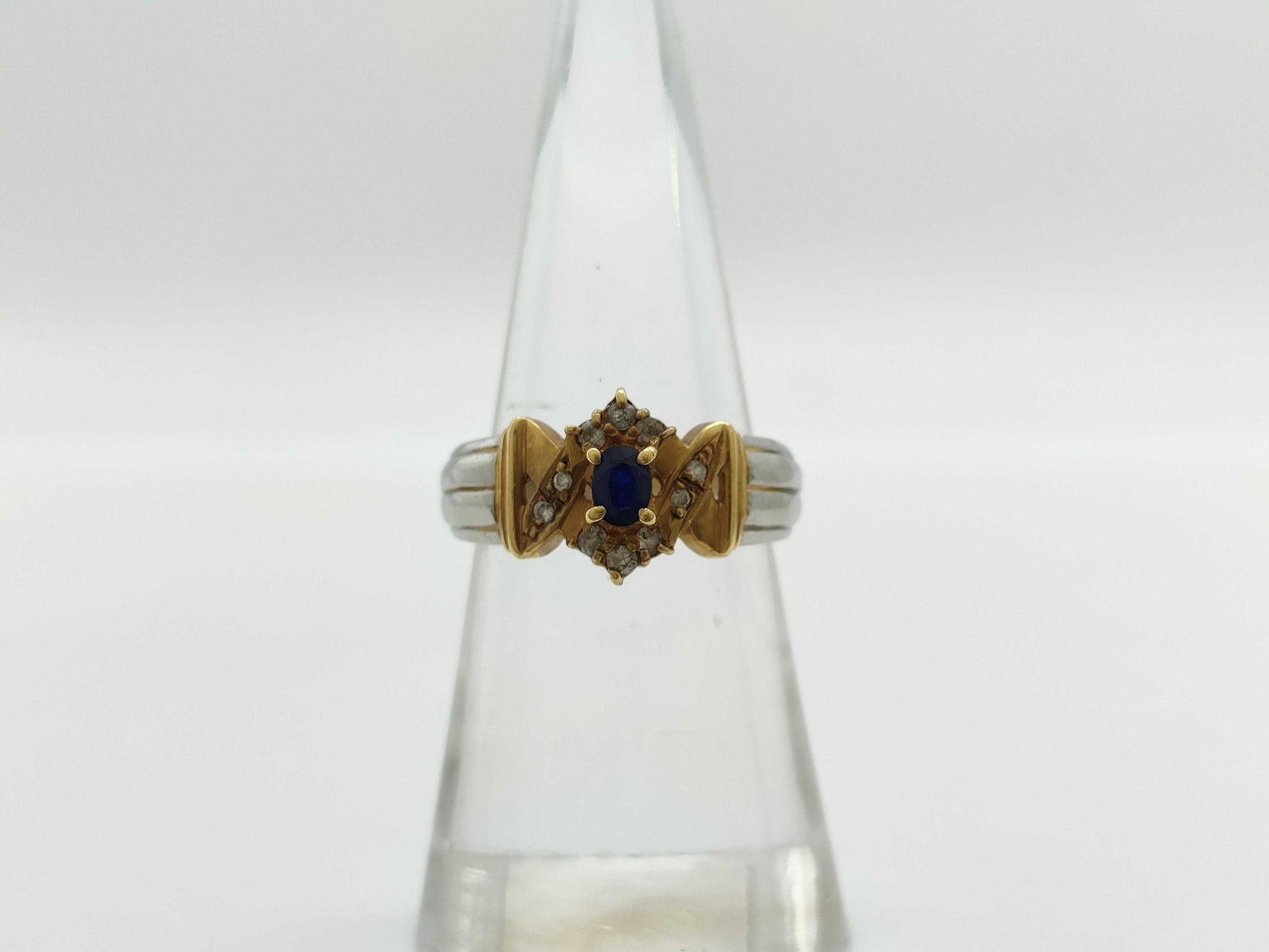 Sapphire Diamond K18/PT900 3.9g Ring 
