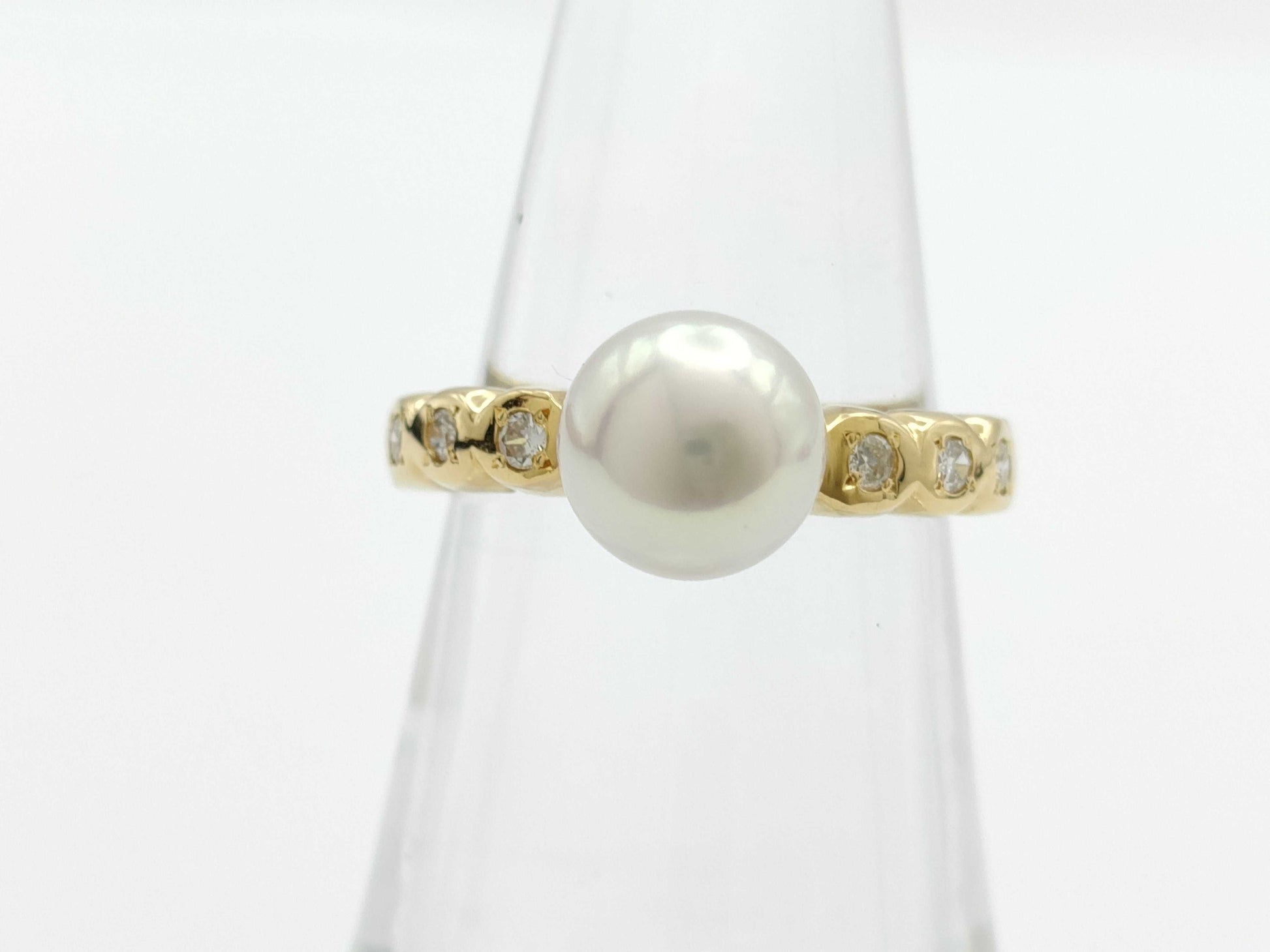 Pearl Diameter Approx. 7.9mm D0.12ct K18 4.3g Ring 
