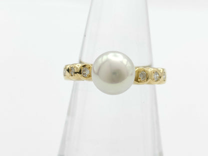 Pearl Diameter Approx. 7.9mm D0.12ct K18 4.3g Ring 