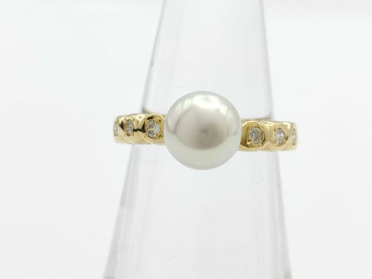 Pearl Diameter Approx. 7.9mm D0.12ct K18 4.3g Ring 